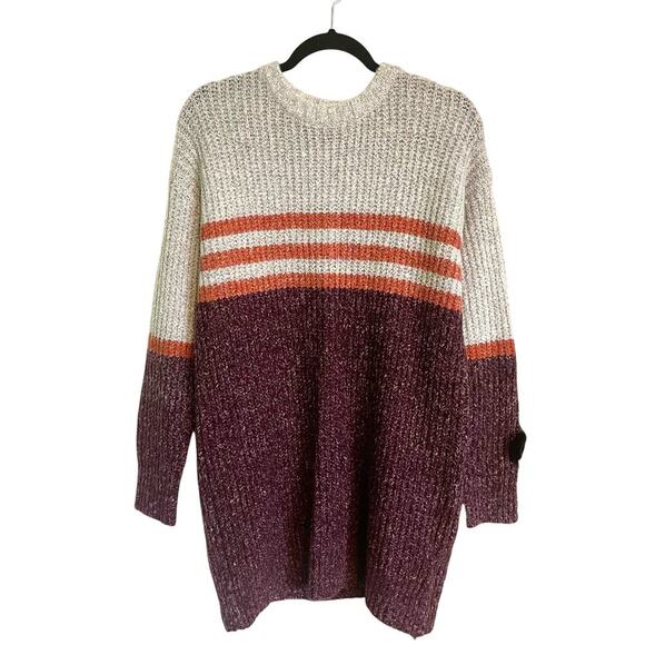 NWT Roxy Milky Cloud Striped Colorblock Knit Sweater Dress Red Gray Size Small - Picture 2 of 7